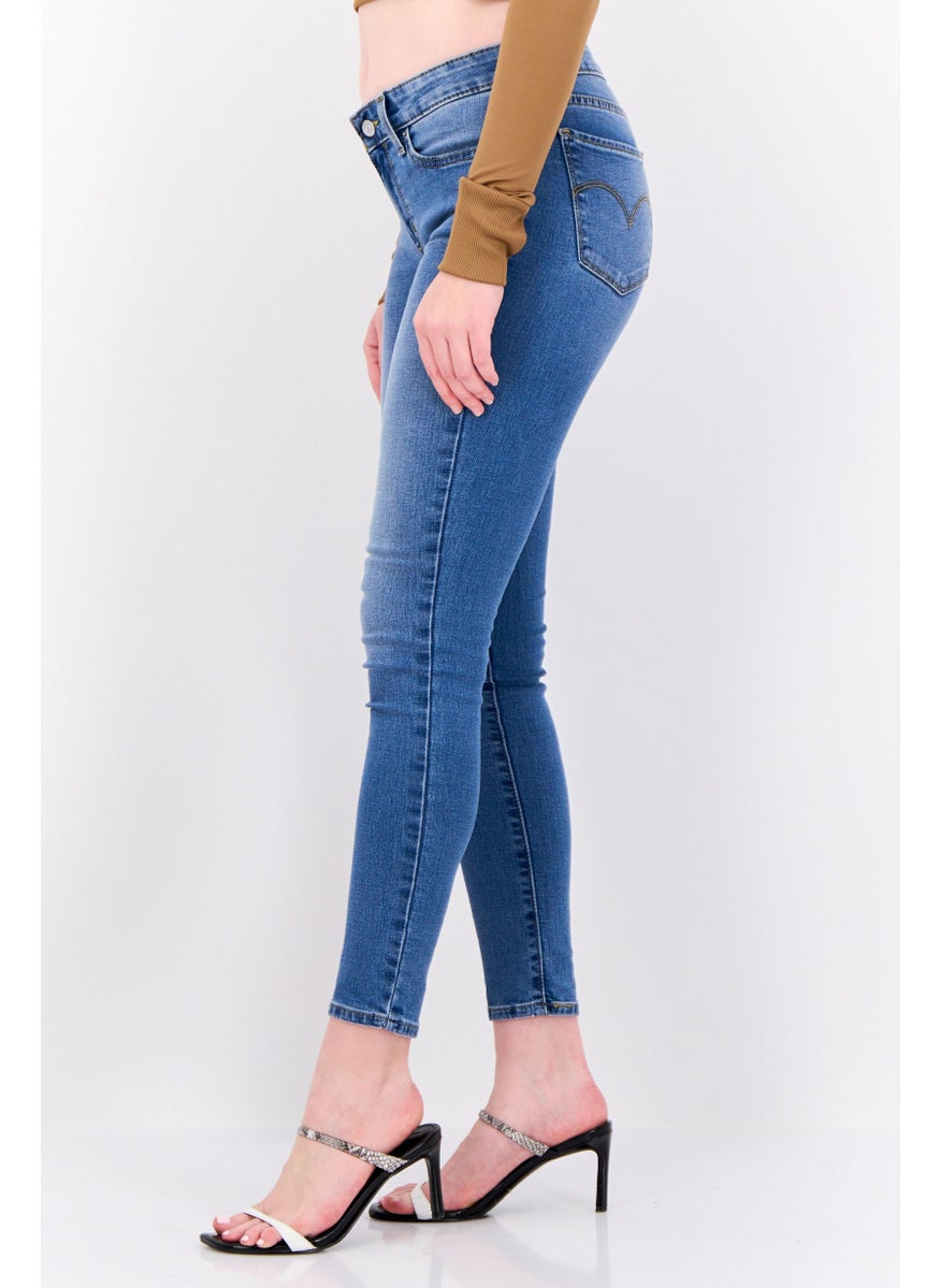 Women Skinny Fit Wash Stretchable Jeans, Blue
