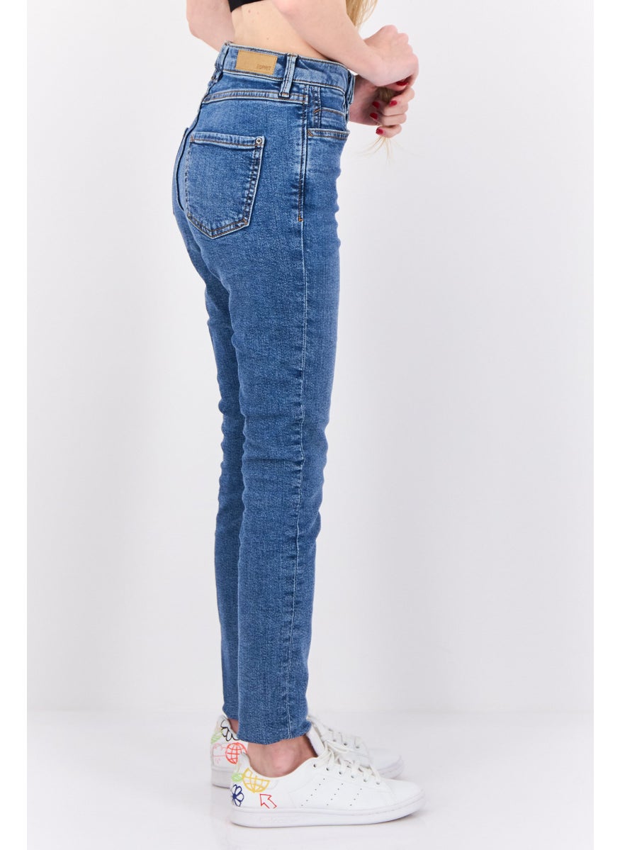 Women Skinny Fit Washed High Rise Stretchable Denim, Blue