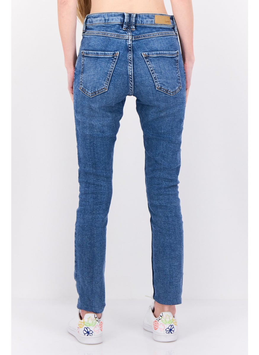 Women Skinny Fit Washed High Rise Stretchable Denim, Blue