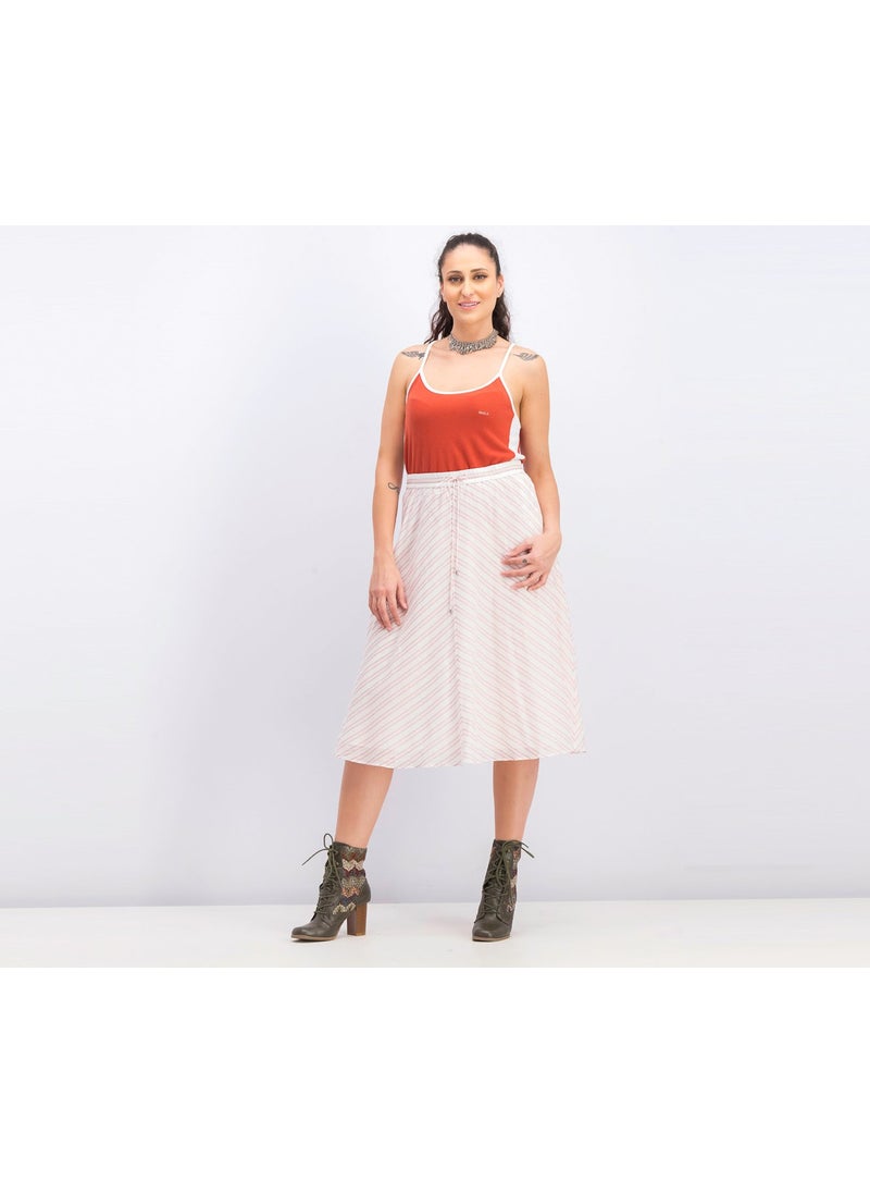 Women Stripe Cotton Midi Skirt, Multicolor