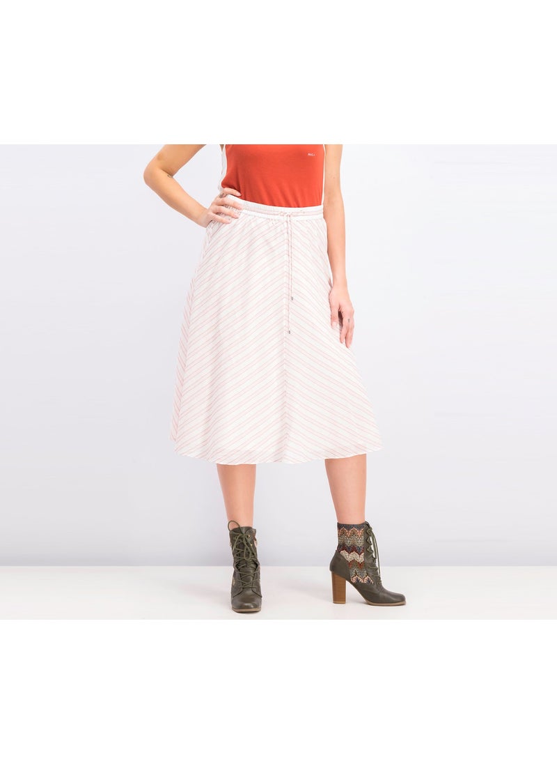 Women Stripe Cotton Midi Skirt, Multicolor