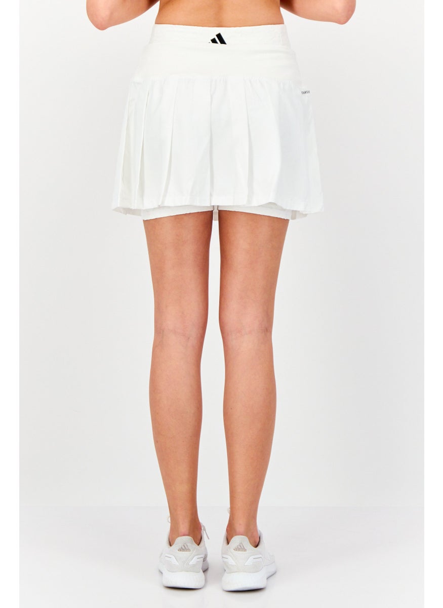 Women 2 Pcs Sportswear Fit Tennis Skirts And Short, White