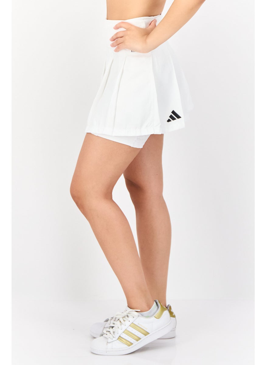Women 2 Pcs Sportswear Fit Tennis Skirts And Short, White