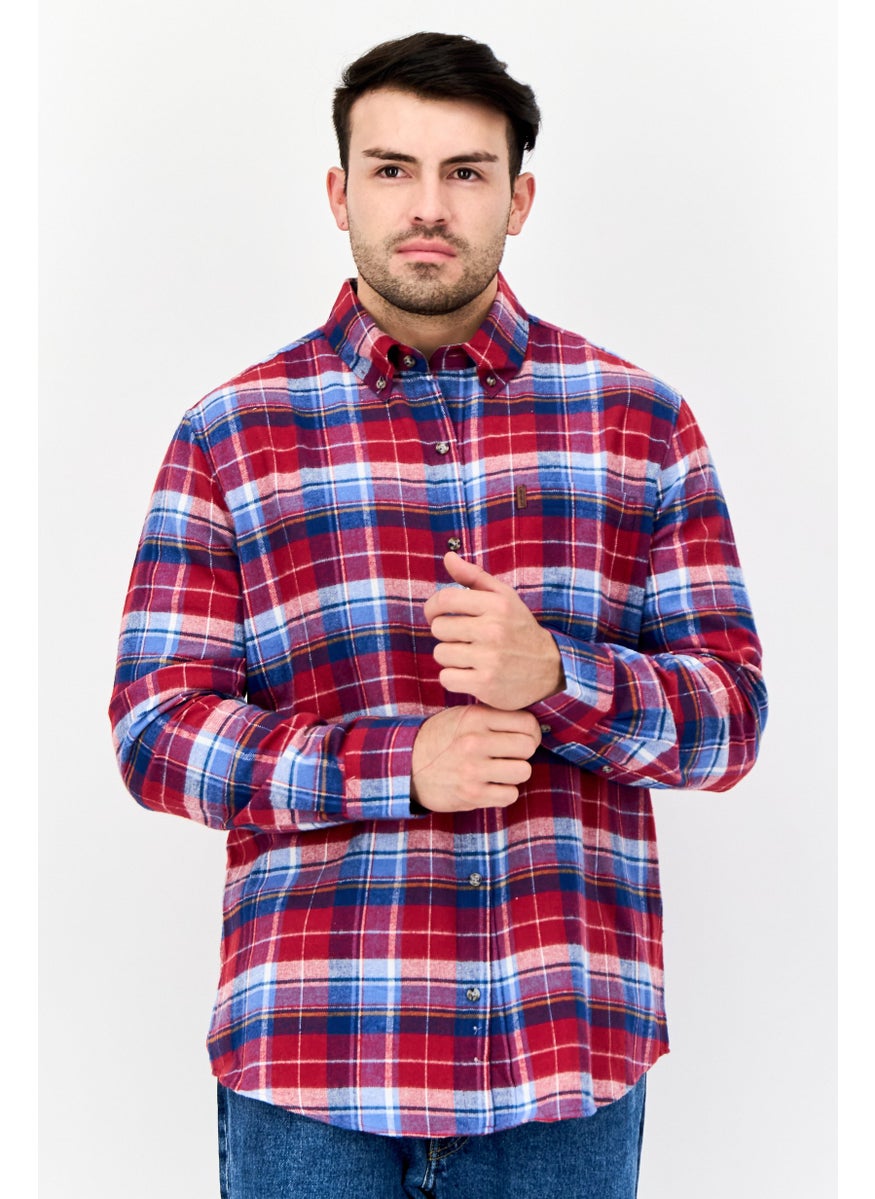 Men Regular Fit Plaid Long Sleeve Casual Shirt, Multicolor