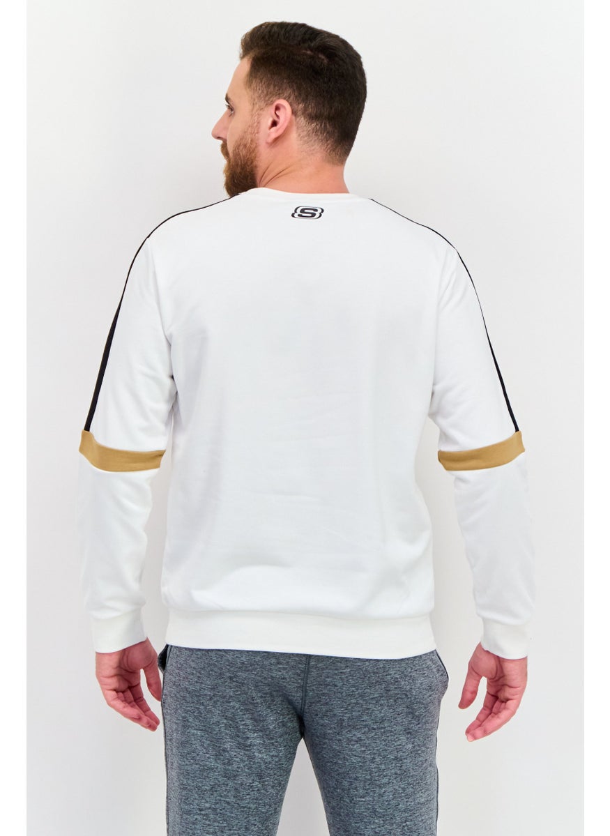 Men Sportwear Fit Graphic Long Sleeves Outdoor Sweatshirt, White