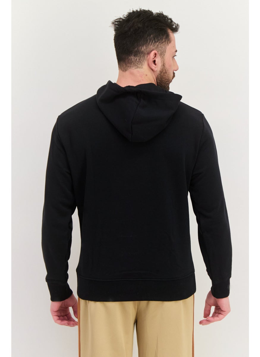 Men Relaxed  Fit Long Sleeve Outdoor Hooded Sweatshirt, Black