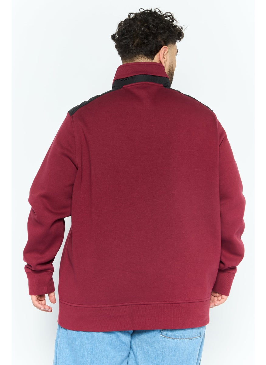 Men Mock Neck Brand Logo Long Sleeves Sweatshirt, Red