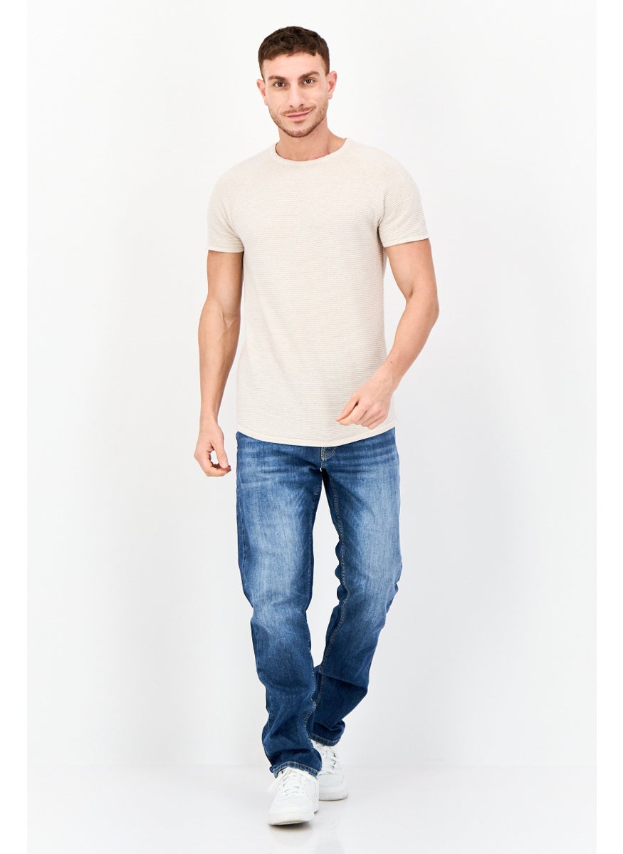 Men Straight Fit Washed Stretchable Selvedge Jeans, Blue