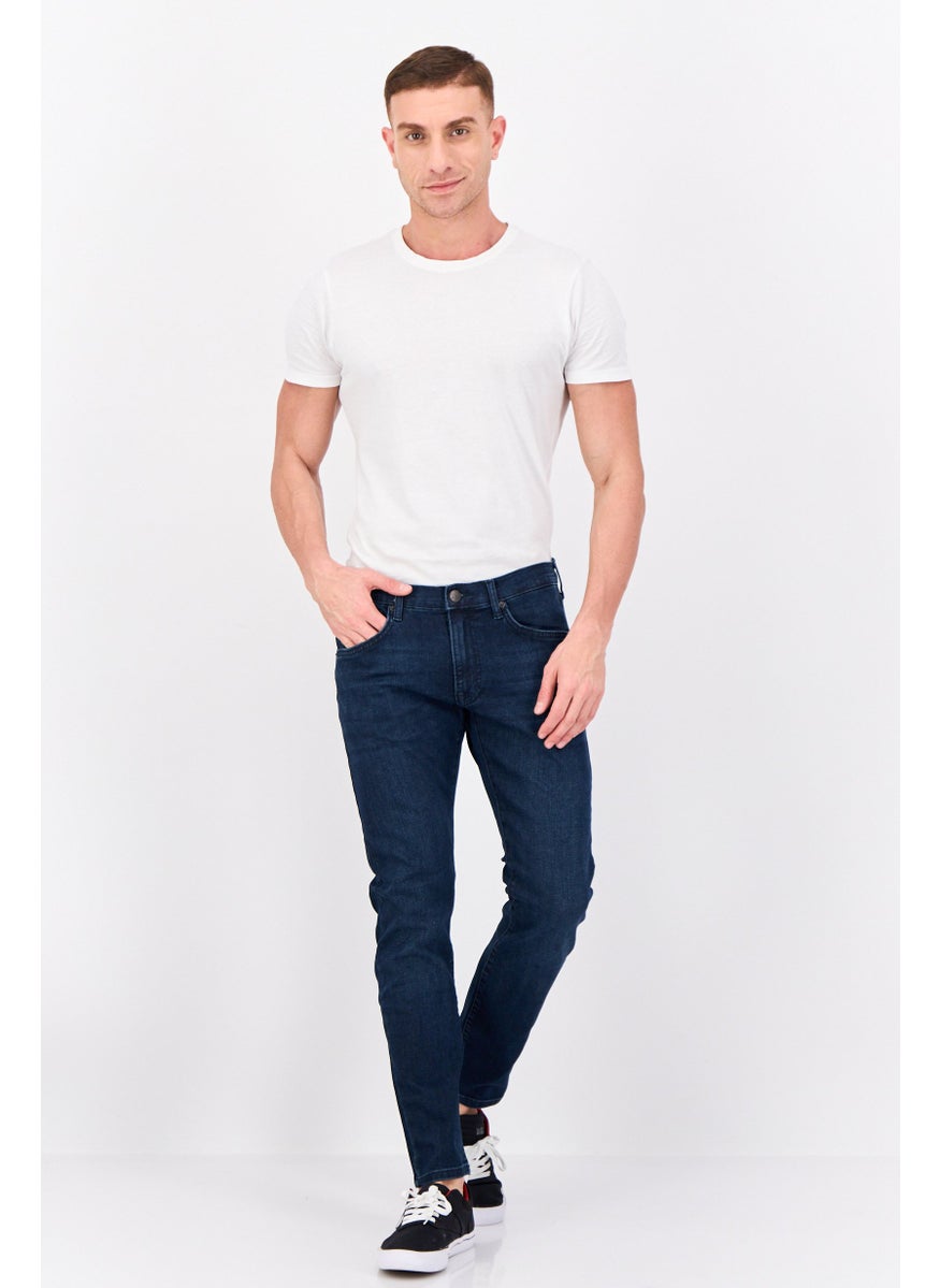 Men Slim Fit Solid Stretchable Jeans, Navy