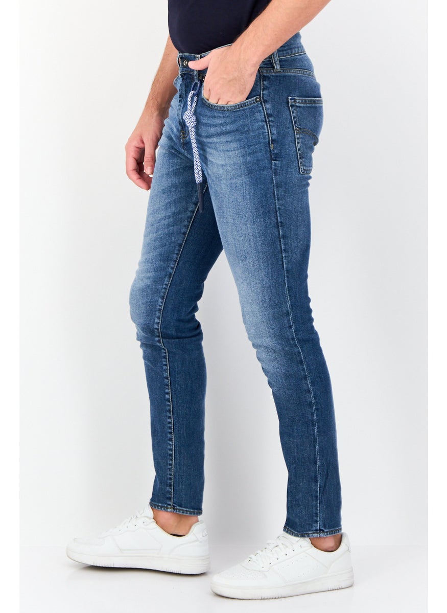 Men Regular Fit Washed Denim Jean, Blue