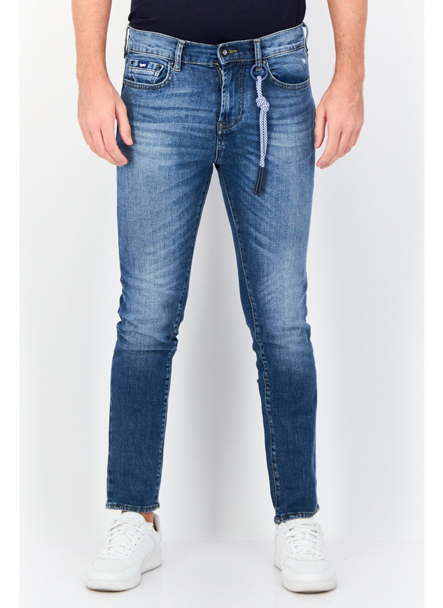 Men Regular Fit Washed Denim Jean, Blue