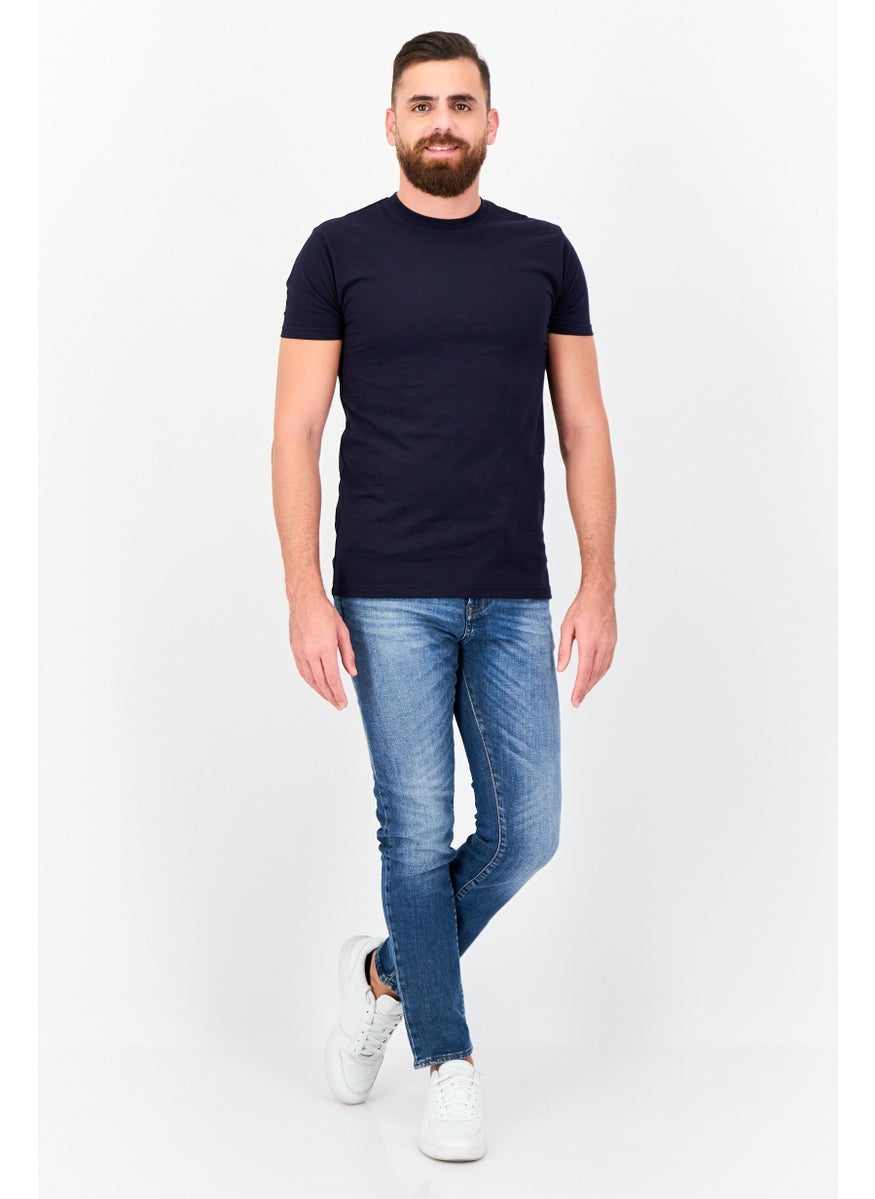 Men Regular Fit Washed Denim Jean, Blue