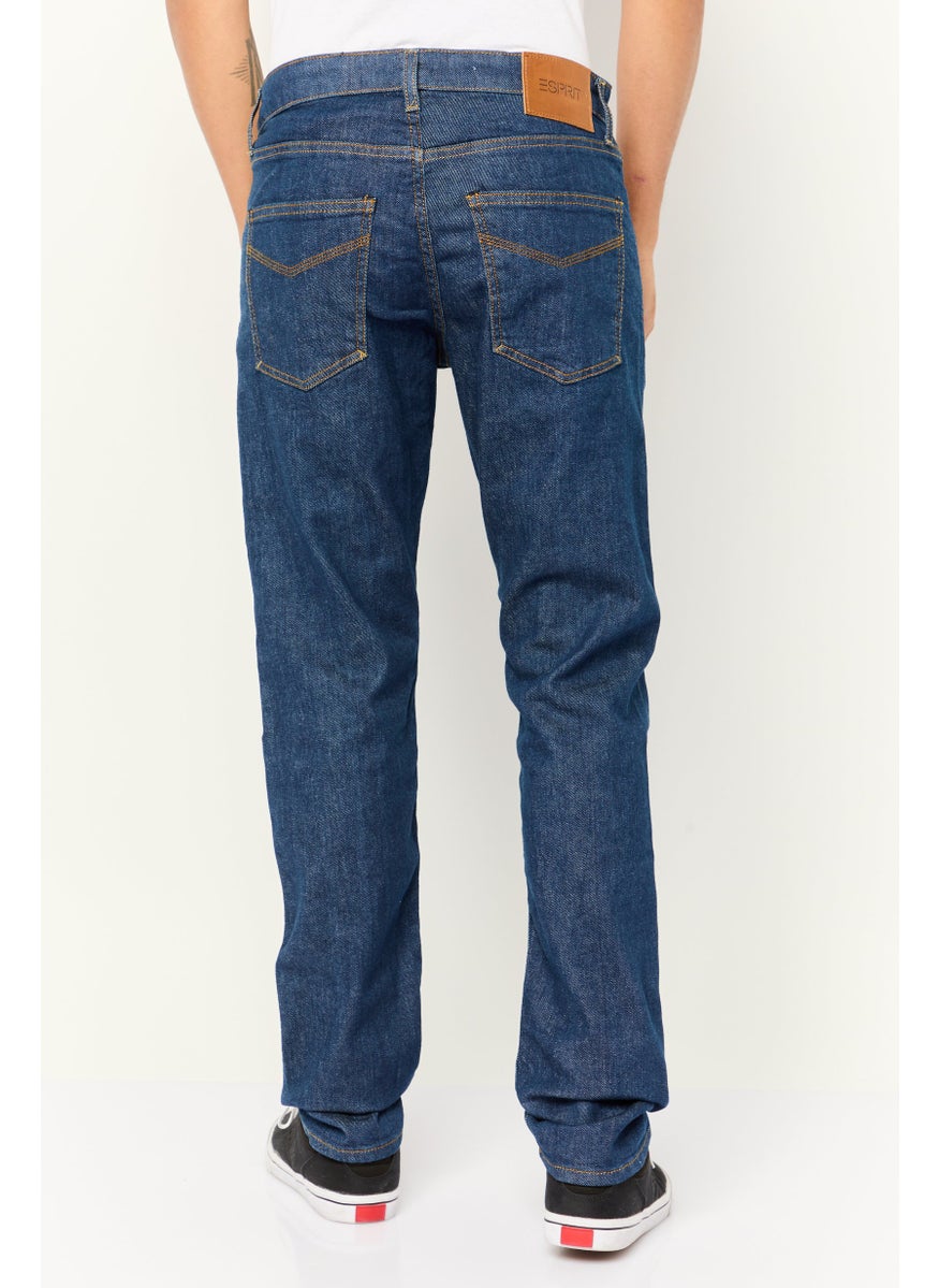 Men Slim Fit Plain Stretchable Selvedge Jeans, Blue