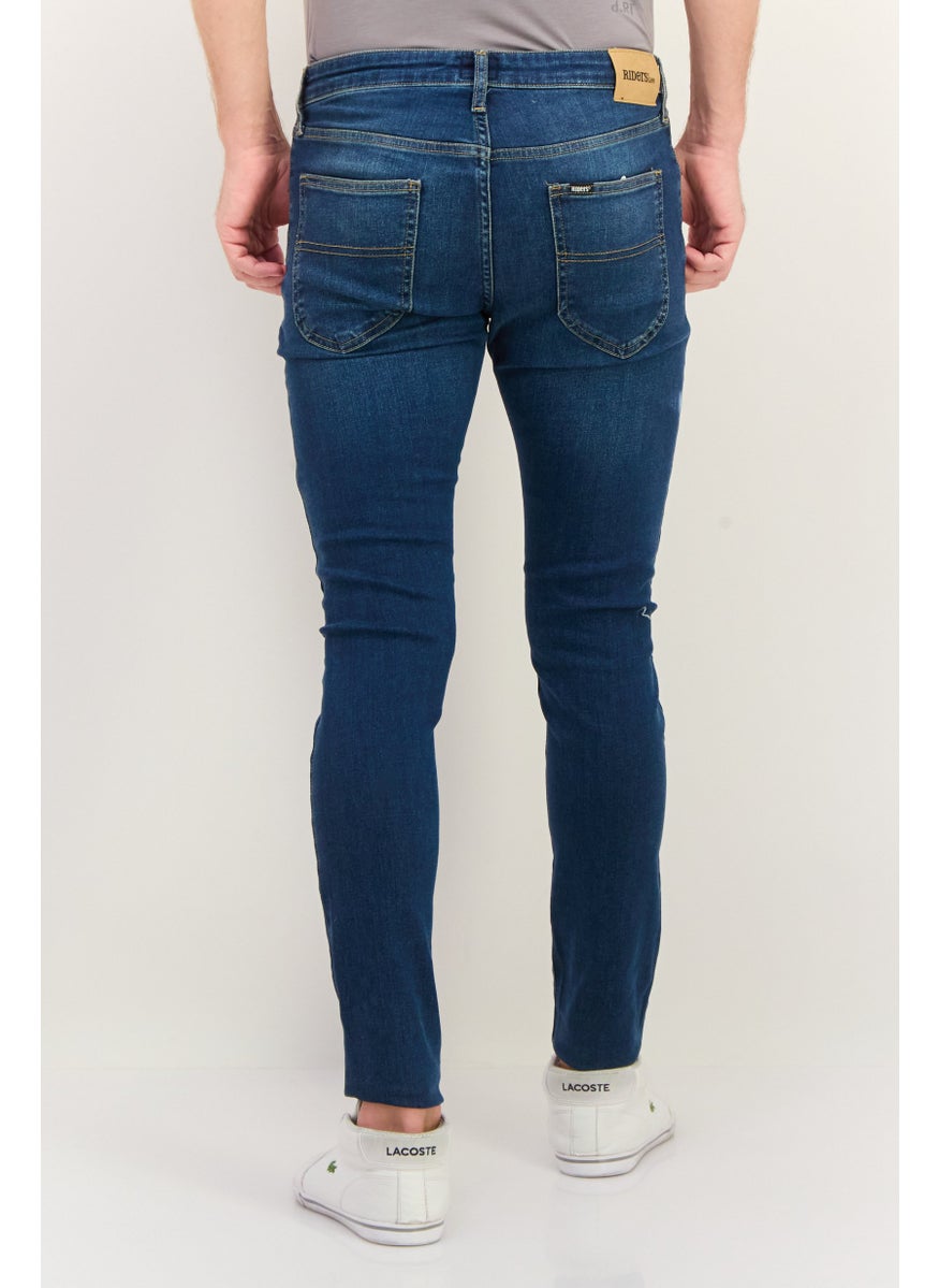 Men Skinny Fit Washed Stretchable Jeans, Blue