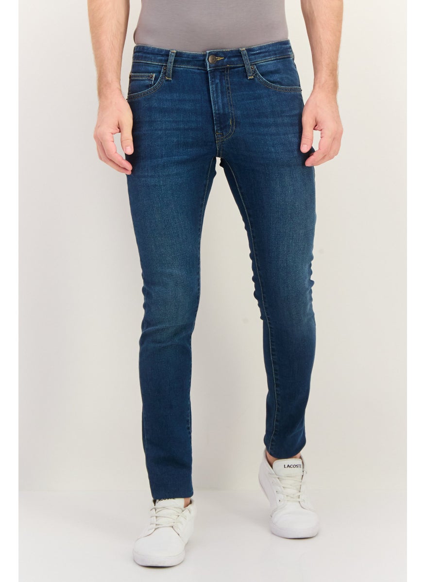 Men Skinny Fit Washed Stretchable Jeans, Blue