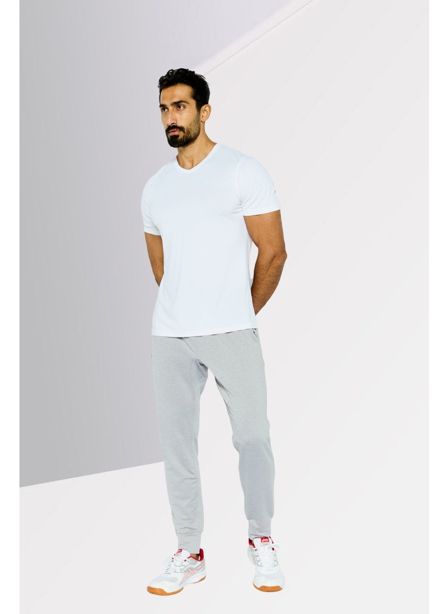 Men Regular Fit Brand Logo Jogger Pants, Light Grey