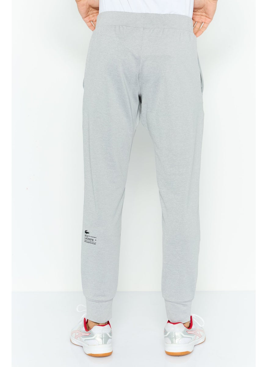 Men Regular Fit Brand Logo Jogger Pants, Light Grey