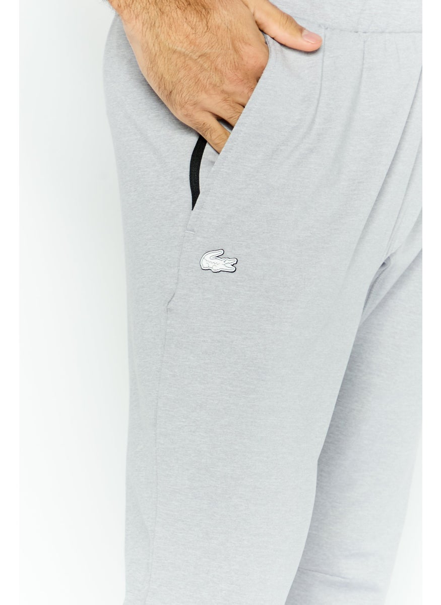 Men Regular Fit Brand Logo Jogger Pants, Light Grey