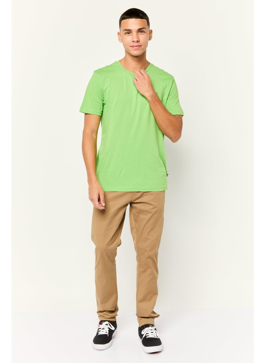 Men Slim Fit Solid Chino Pants, Taupe Tan