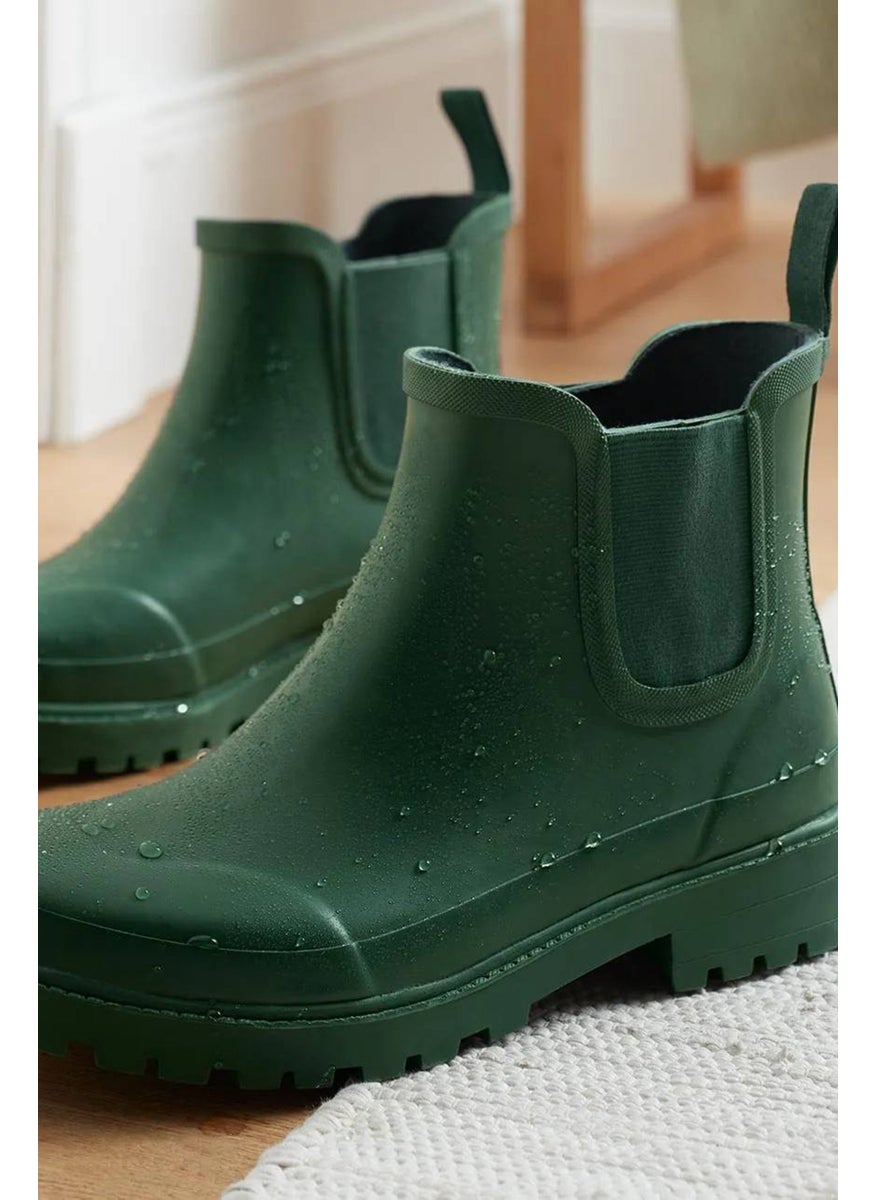 Women Chelsea Slip On Rainboots, Green