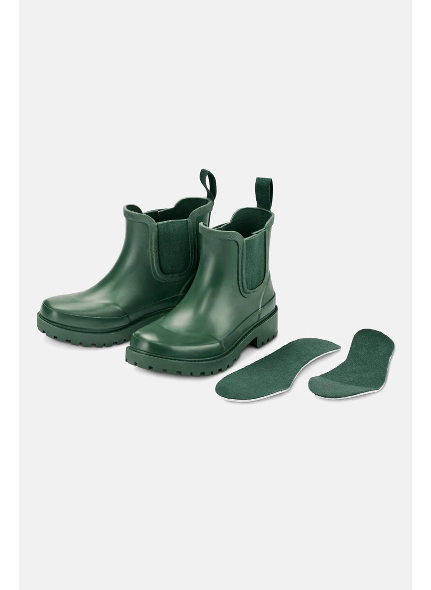 Women Chelsea Slip On Rainboots, Green
