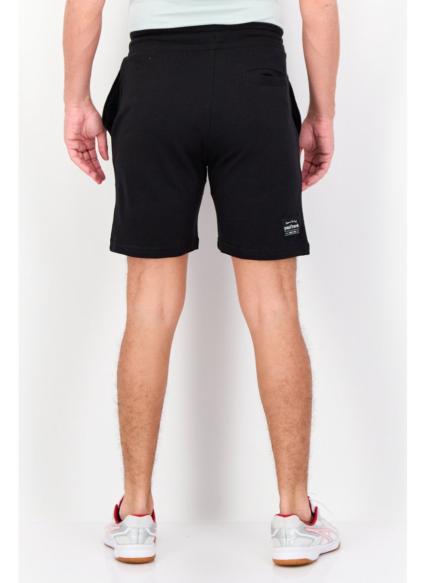 Men Graphic Print Basic Shorts, Black