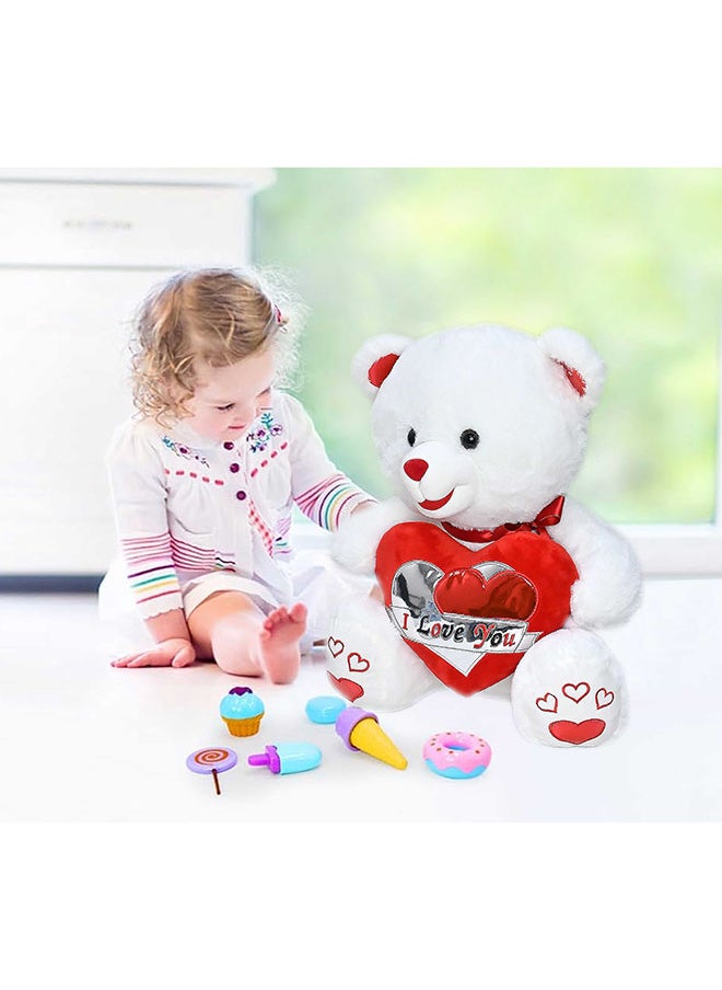 50cm White Teddy Bear Toy with Holding Heart Shape for Girls Friend and Couples Anniversary Valentine and Birthday Gift