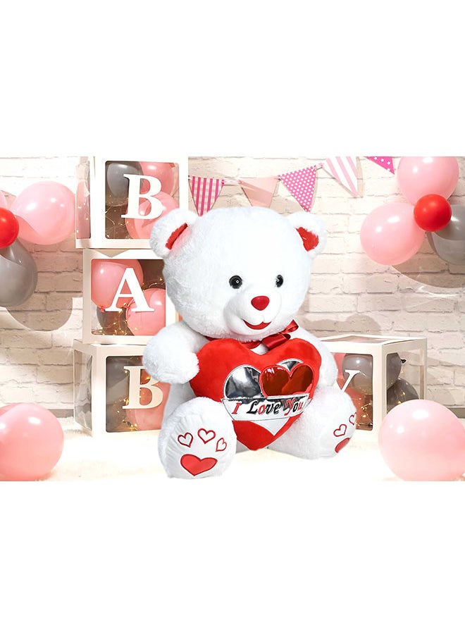 50cm White Teddy Bear Toy with Holding Heart Shape for Girls Friend and Couples Anniversary Valentine and Birthday Gift