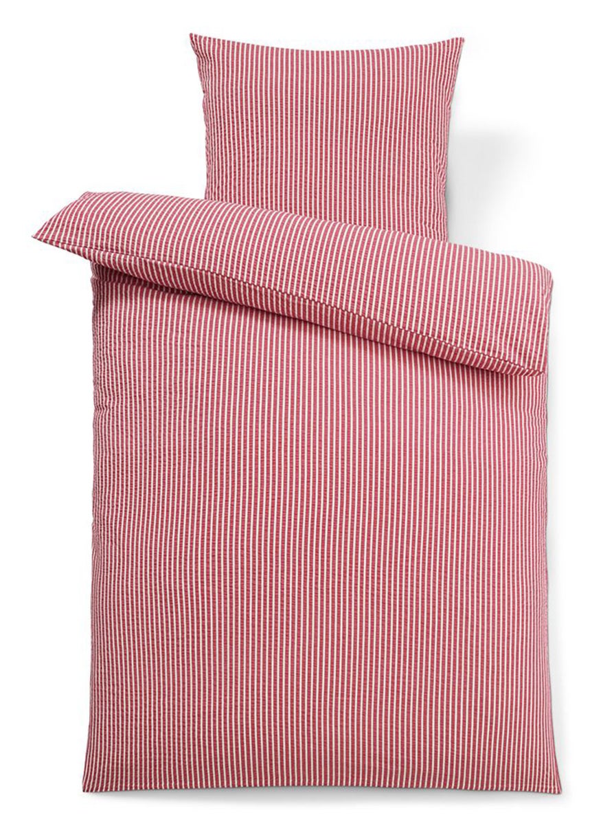 Single Seer Sucker Duvet Set 135 x 200 cm, Red