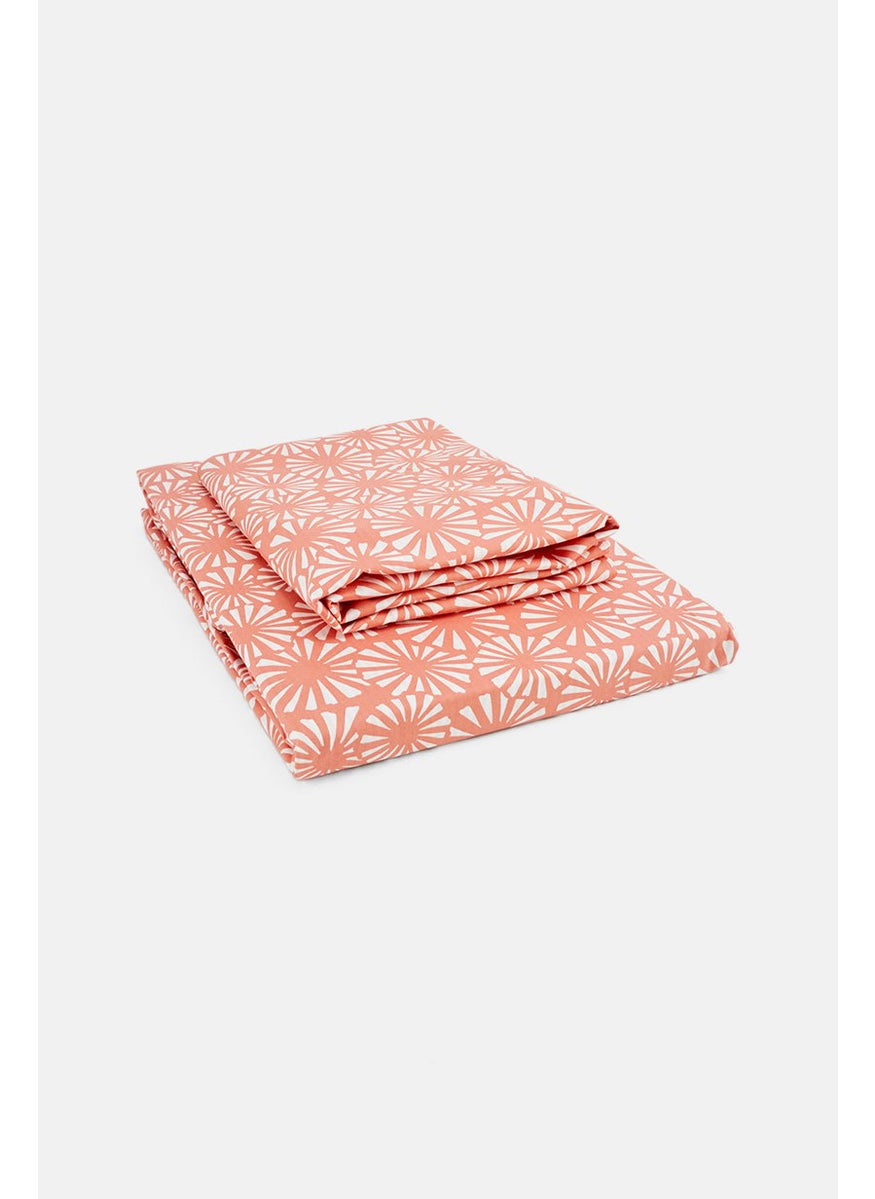 Single Size Percale Duvet Set 155 x 220 cm, Coral
