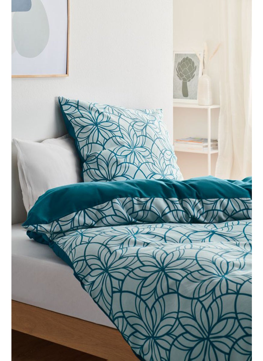 Flannelette Duvet Set 140 x 200 cm, Blue