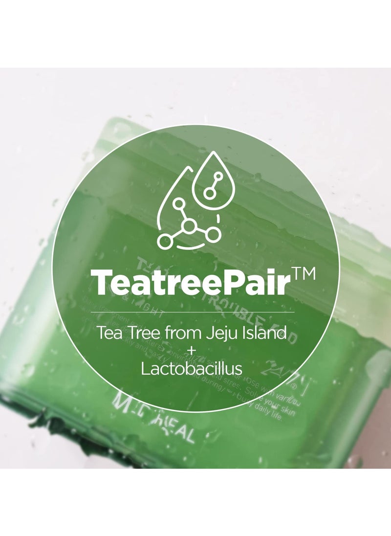 Teatree Trouble Facial Toner Pads with Tea Tree & Lactobacillus - Soothing Cotton Pads for Sensitive & Acne Prone Skin - Vegan Face Gauze, 100 Pads