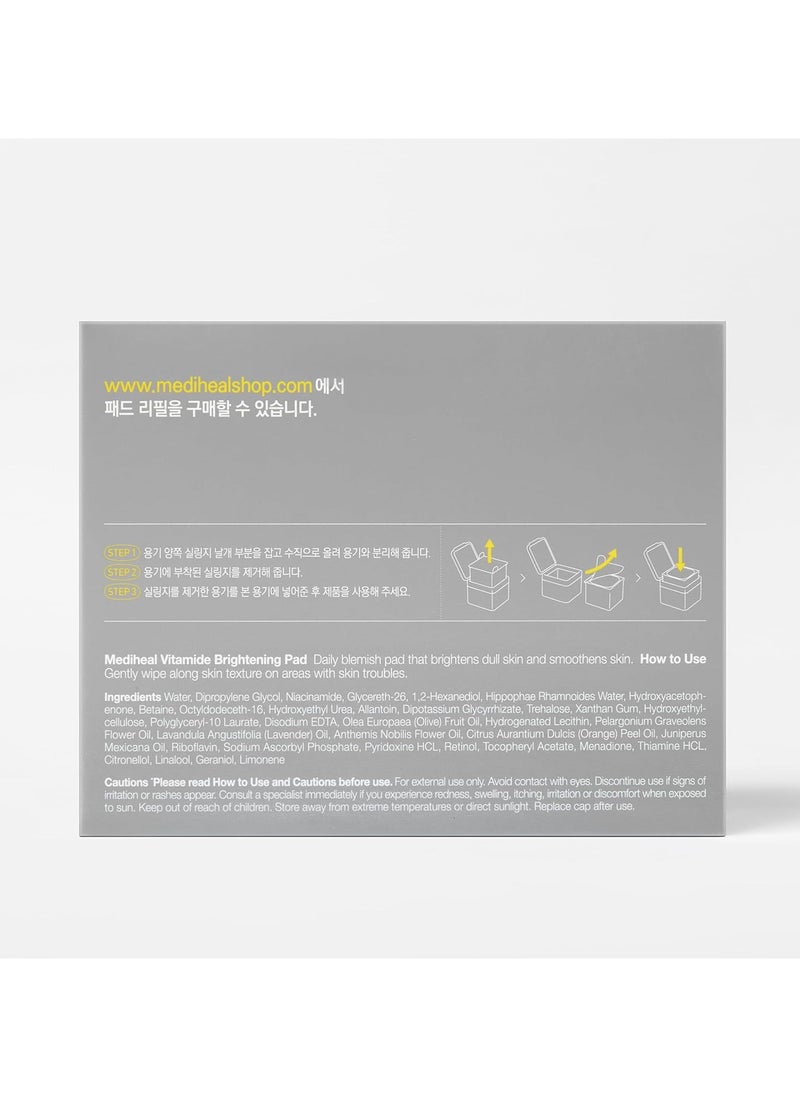 Vitamide Brightening Pad - Vegan Face Hypoallergenic Pads with Niacinamide, Sea Buckthorn - Radiance Boosting Pads for Clear, Illuminating Skin 100 Pads