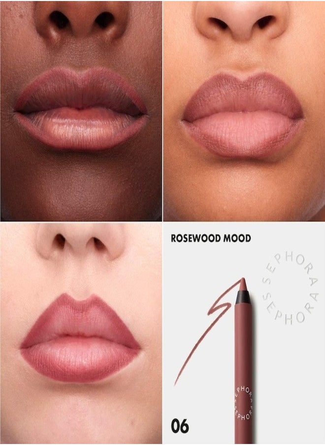 SEPHORA COLLECTION Colorful 8HR Longwear Transferproof Lip Liner 06 Rosewood Mood - Matte Rosewood Nude – Waterproof Precision Lip Pencil in Soft Pink, 1.2g
