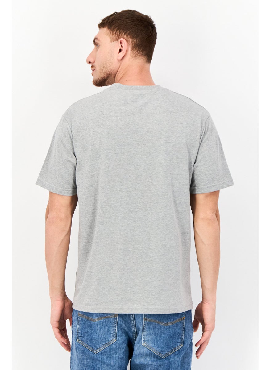 Men Crew Neck Short Sleeve Graphic Print T-Shirt, Grey