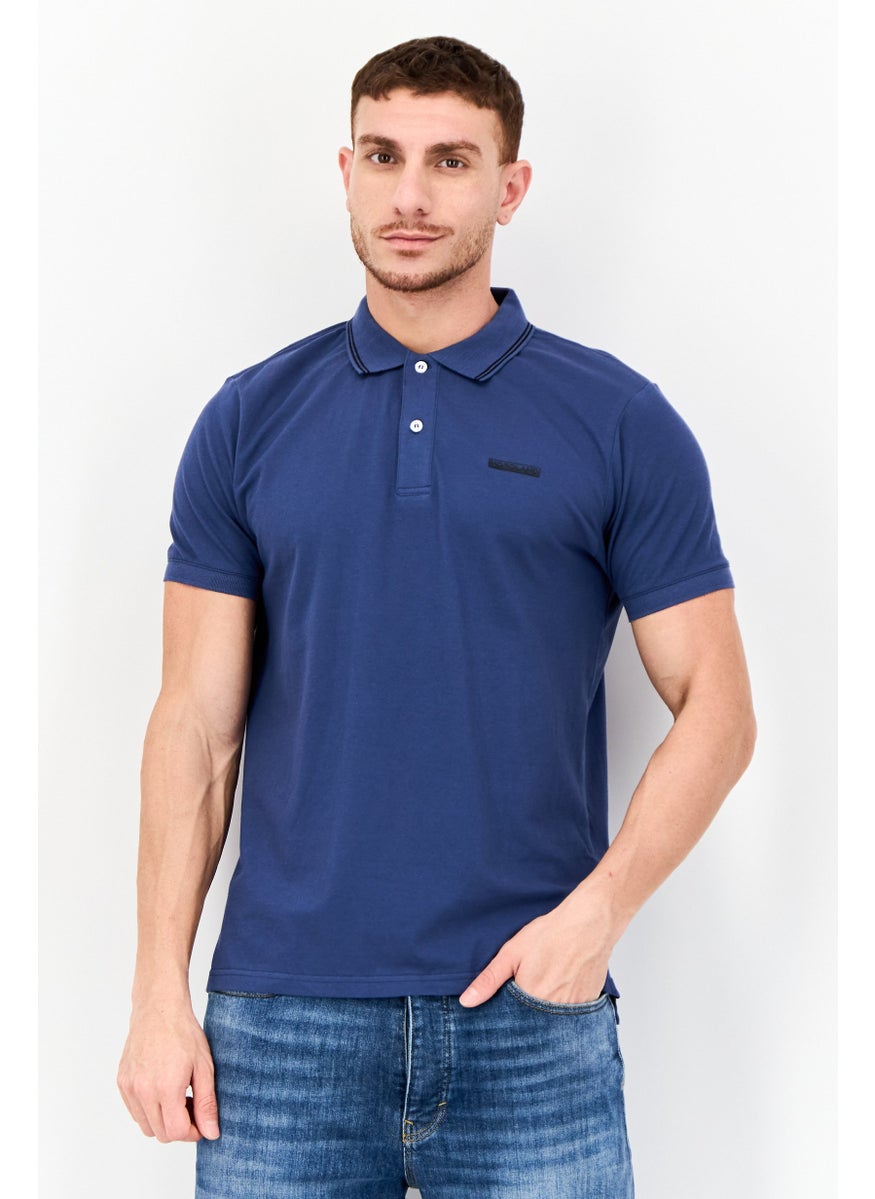 Men Regular Fit Brand Logo Short Sleeve Lifestyle Polo Shirt, Ensign Blue