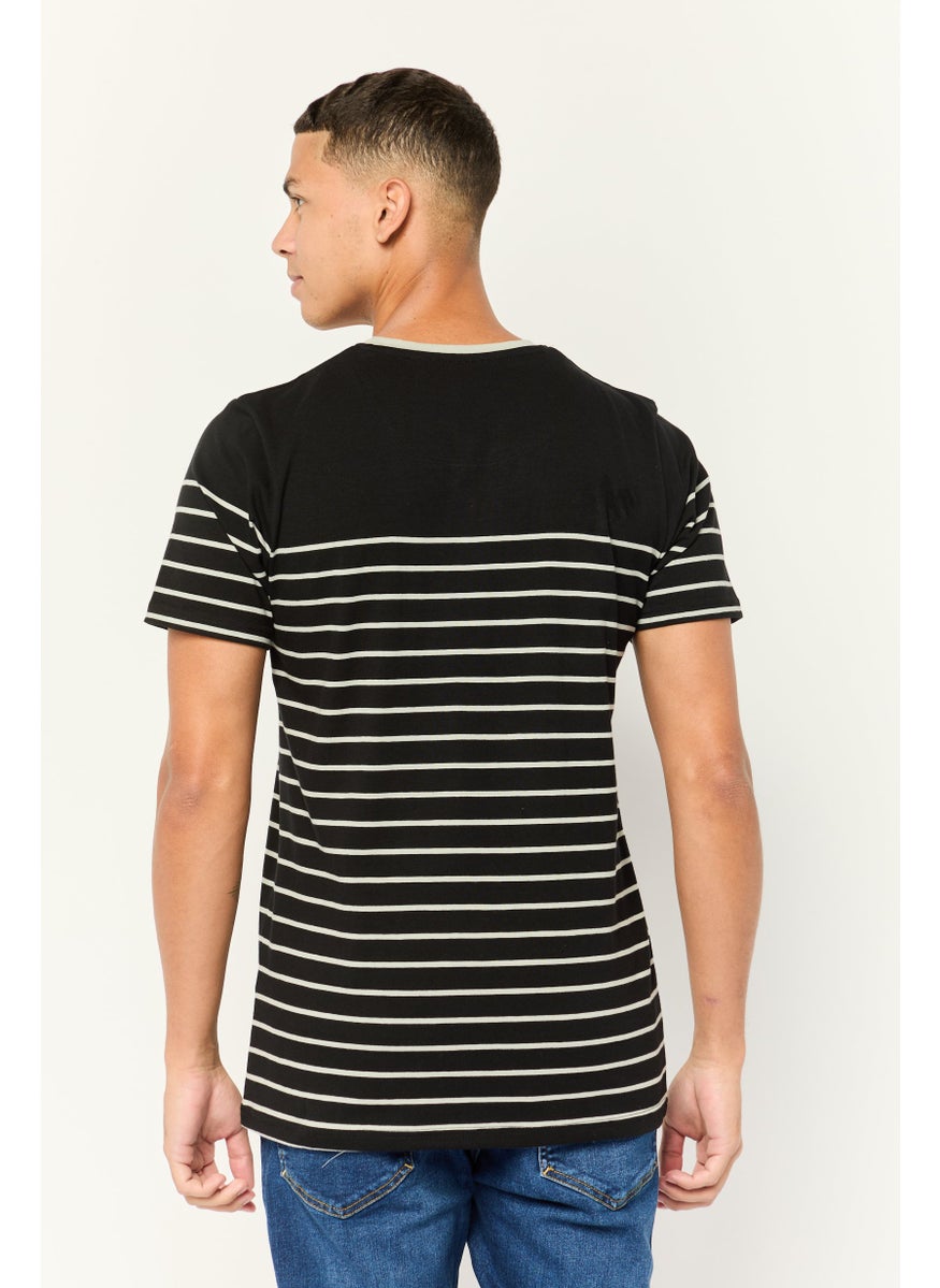 Men Regular Fit Short Sleeve Brand Logo T-Shirt, Black