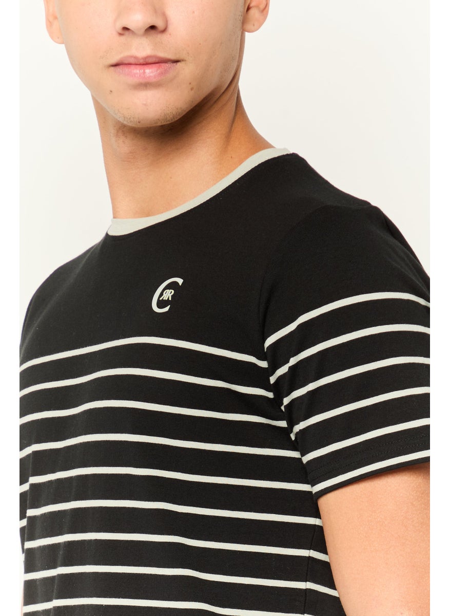 Men Regular Fit Short Sleeve Brand Logo T-Shirt, Black