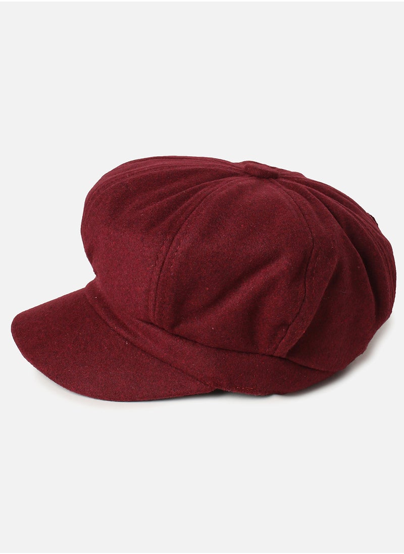 Solid Maroon Vintage Newsboy Cap
