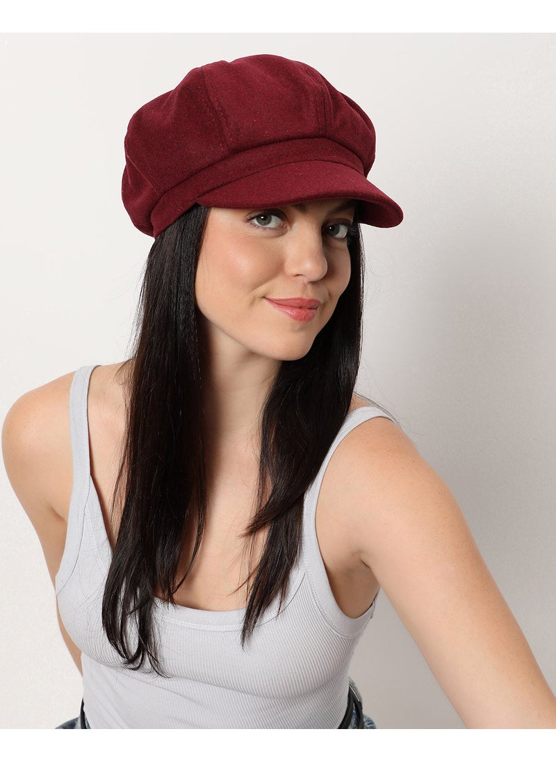 Solid Maroon Vintage Newsboy Cap
