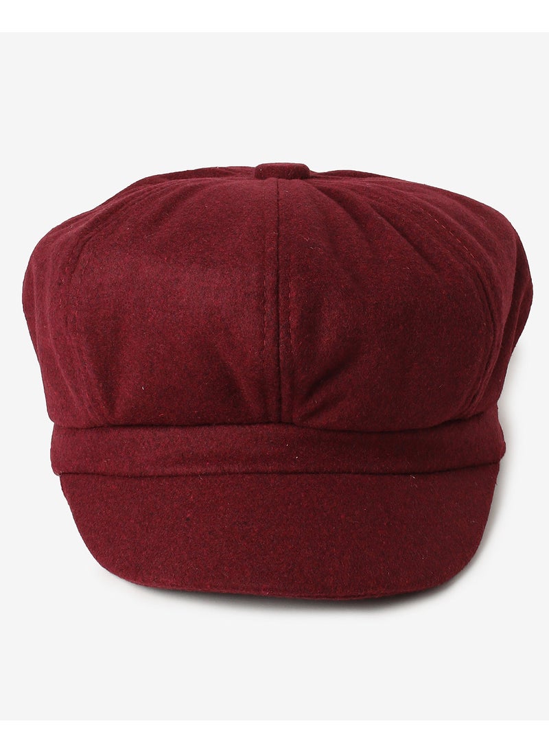Solid Maroon Vintage Newsboy Cap