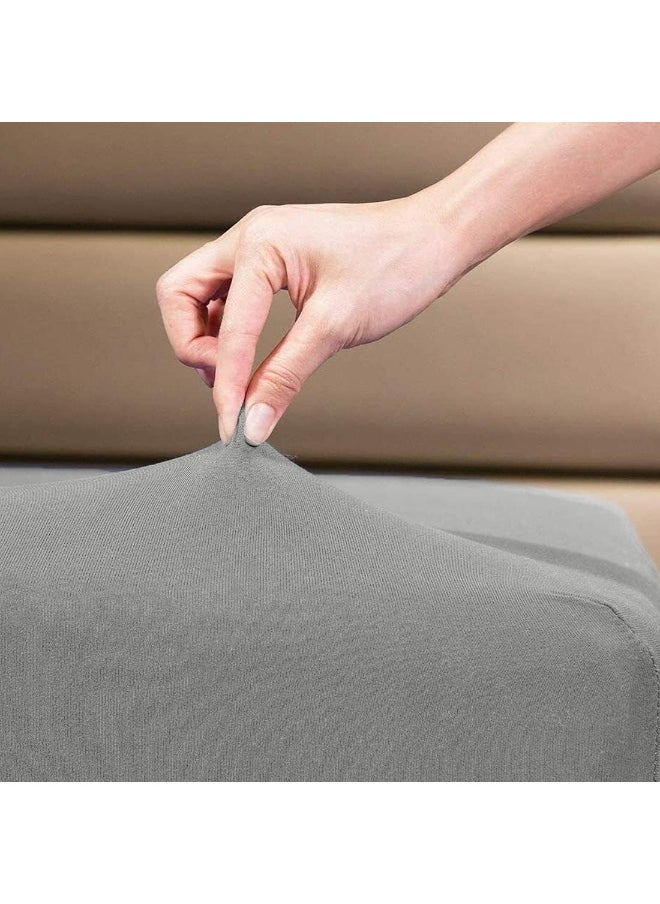 DAN RIVER 100% Cotton Jersey Fitted Sheet, Queen, Grey, 16 Inch Deep Pockets, Ultra Soft & Breathable, Stretchy Knit Fabric, Fitted Bed Sheet for Queen Mattress