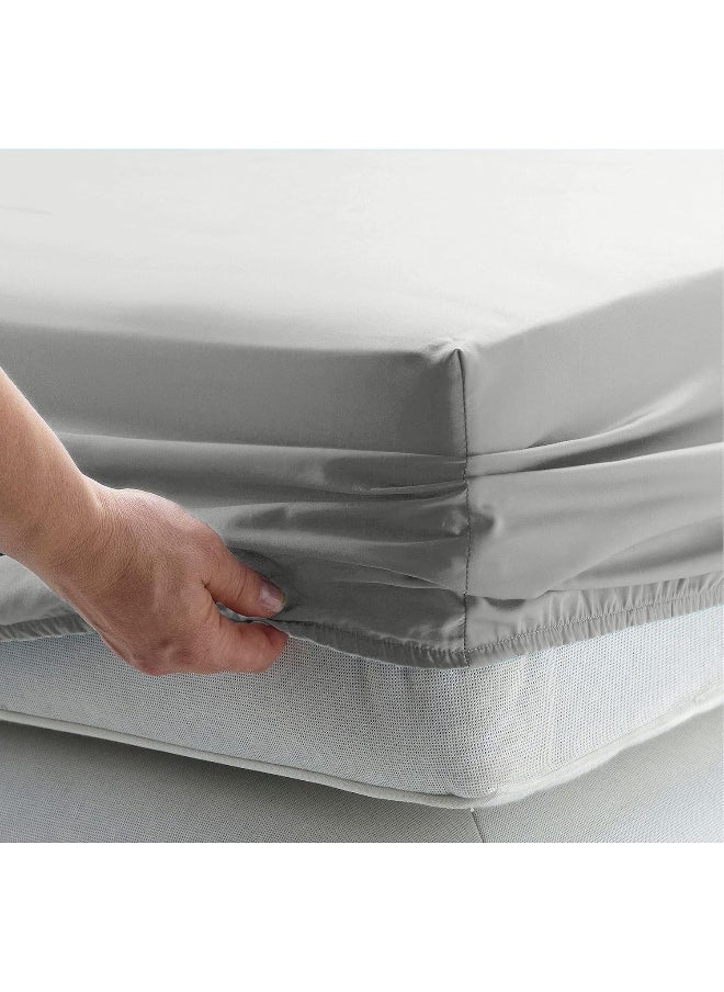 DAN RIVER 100% Cotton Jersey Fitted Sheet, Queen, Grey, 16 Inch Deep Pockets, Ultra Soft & Breathable, Stretchy Knit Fabric, Fitted Bed Sheet for Queen Mattress