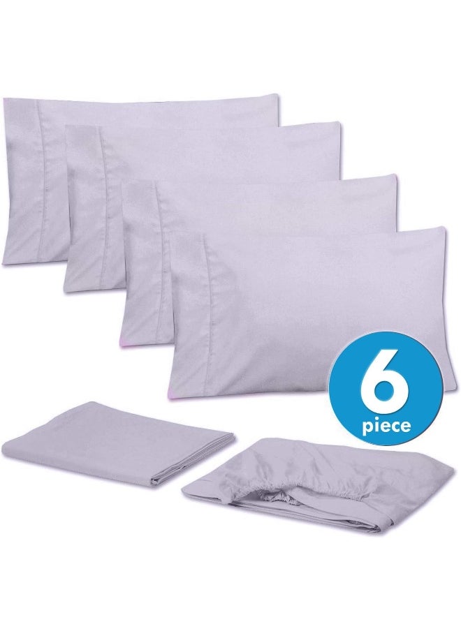 Full Size Bed Sheets - 6 Piece 1500 Supreme Collection Fine Brushed Microfiber Deep Pocket Full Sheet Set Bedding - 2 Extra Pillow Cases, Great Value, Full, Lilac
