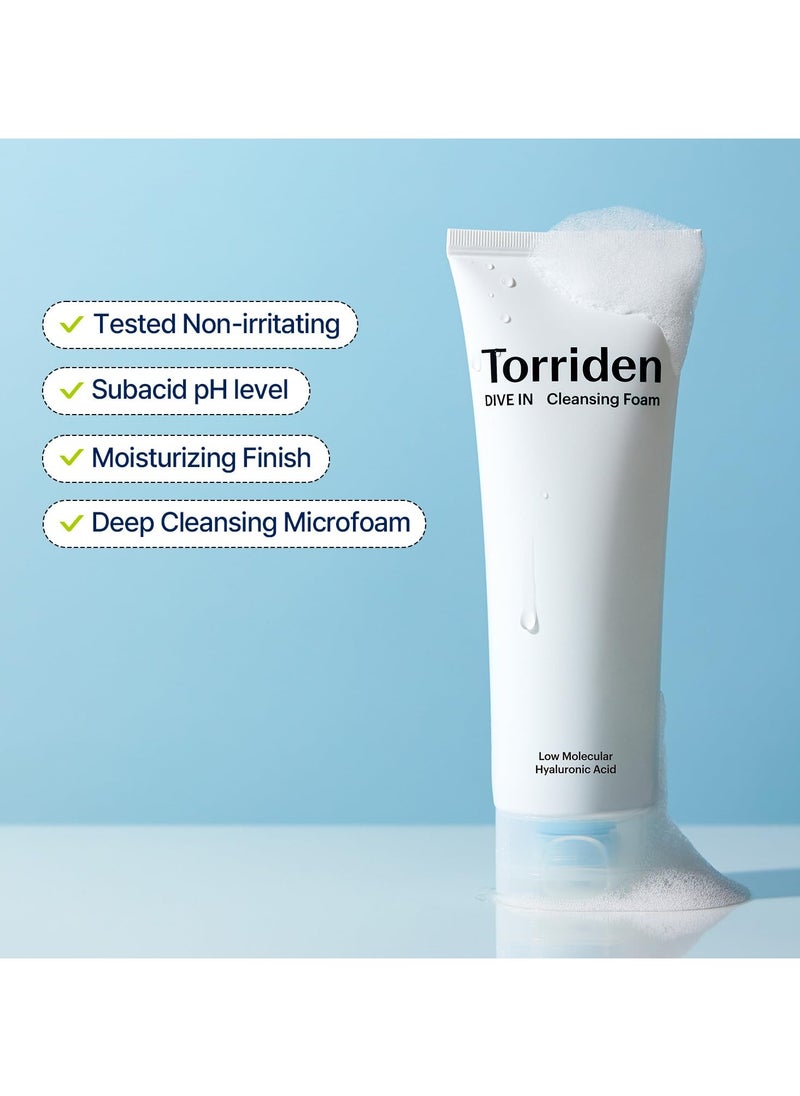 DIVE IN Cleansing Foam Face Wash 150ml (5.07 fl.oz.) | Hydrating Daily Facial Cleanser for All and Sensitive Skin | Hyaluronic Acid, Panthenol, Allantoin