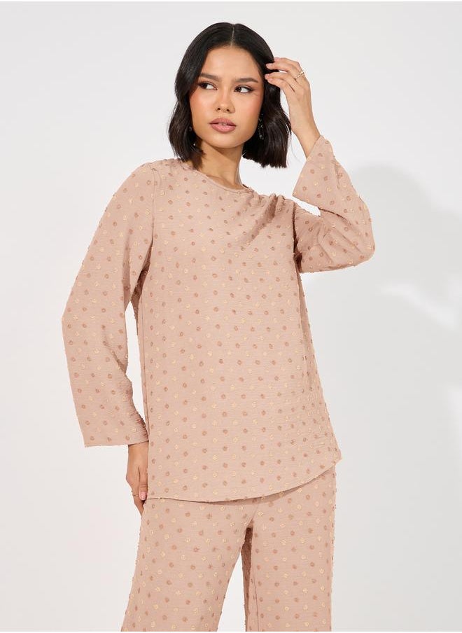 Dobby Longline Top & Wide Leg Pants Modest Set