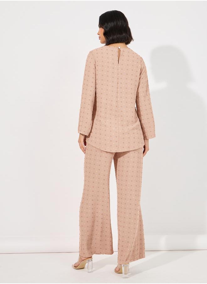 Dobby Longline Top & Wide Leg Pants Modest Set