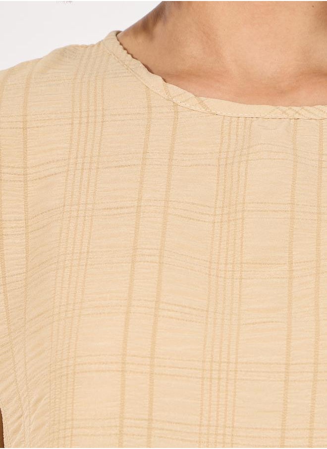 Textured Top & Wide Leg Pants Modest Set