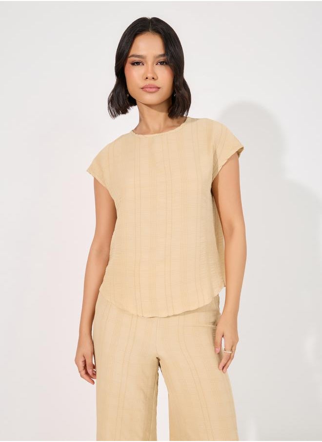 Textured Top & Wide Leg Pants Modest Set