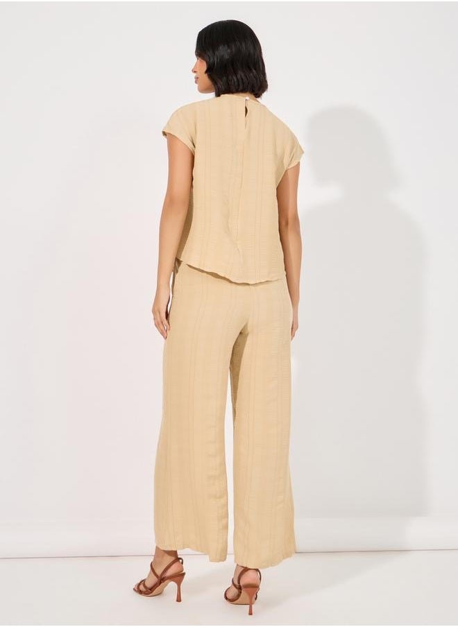 Textured Top & Wide Leg Pants Modest Set